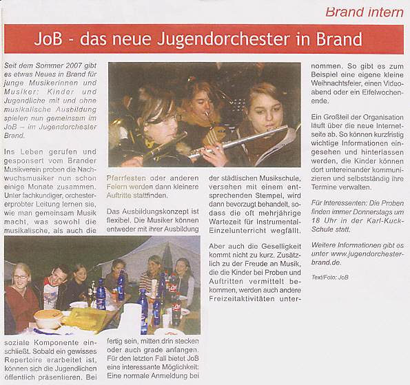 Wir stehen in der Zeitung, Dez. 07